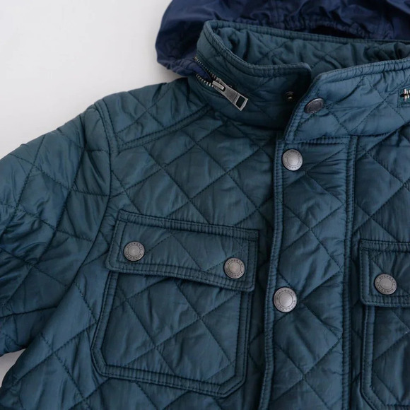 Burberry BRIT Green Zip Up Quilted Puffer Lined Hidden Hoodie Winter Jacket 8Y - Picture 12 of 16